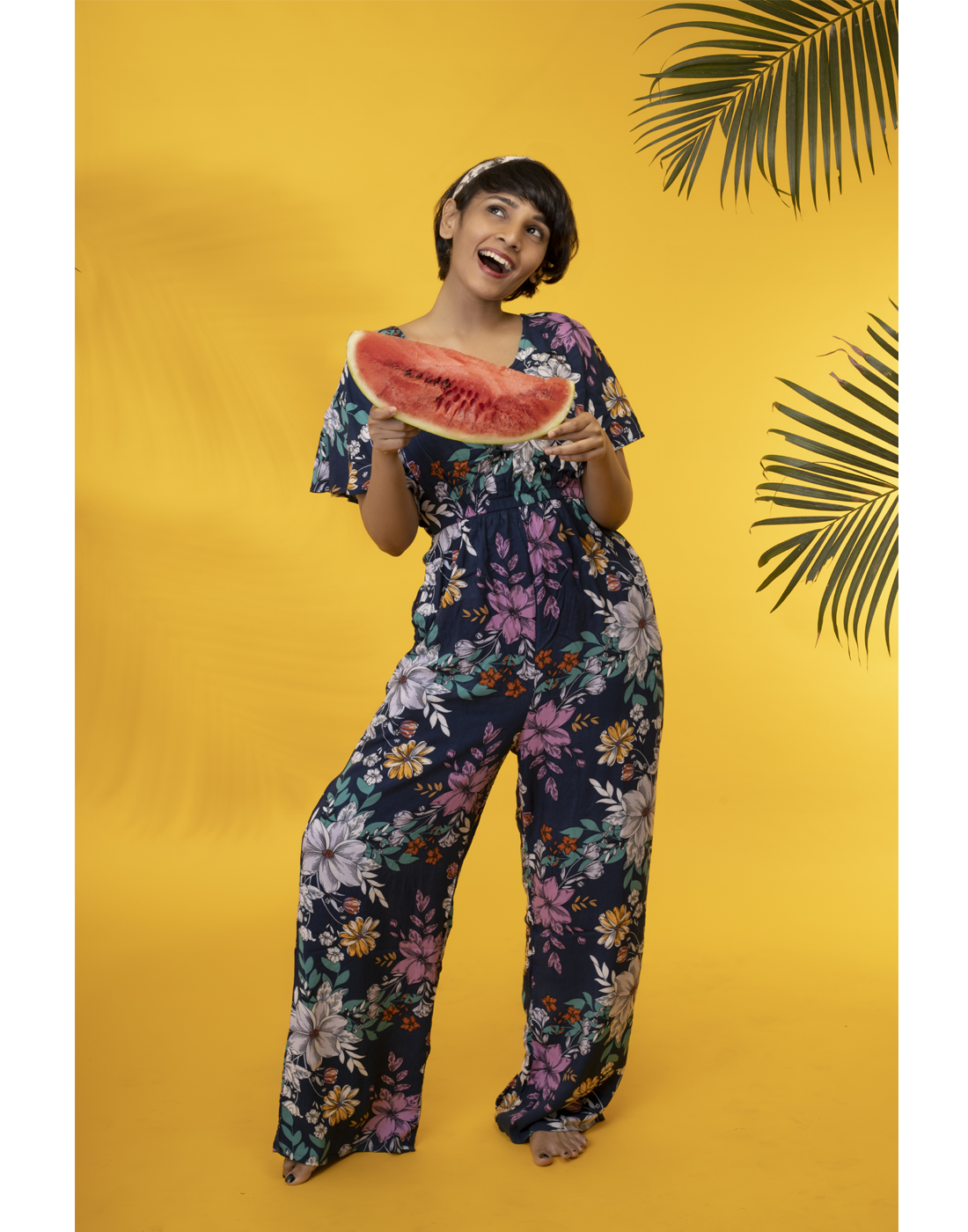 Buy online Round Neck Floral Jumpsuit from western wear for Women by  Showoff for ₹1089 at 68% off | 2024 Limeroad.com